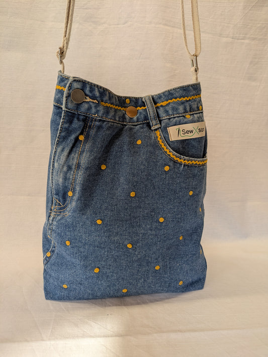 Reworked Denim Yellow Spot Crossbody Bag