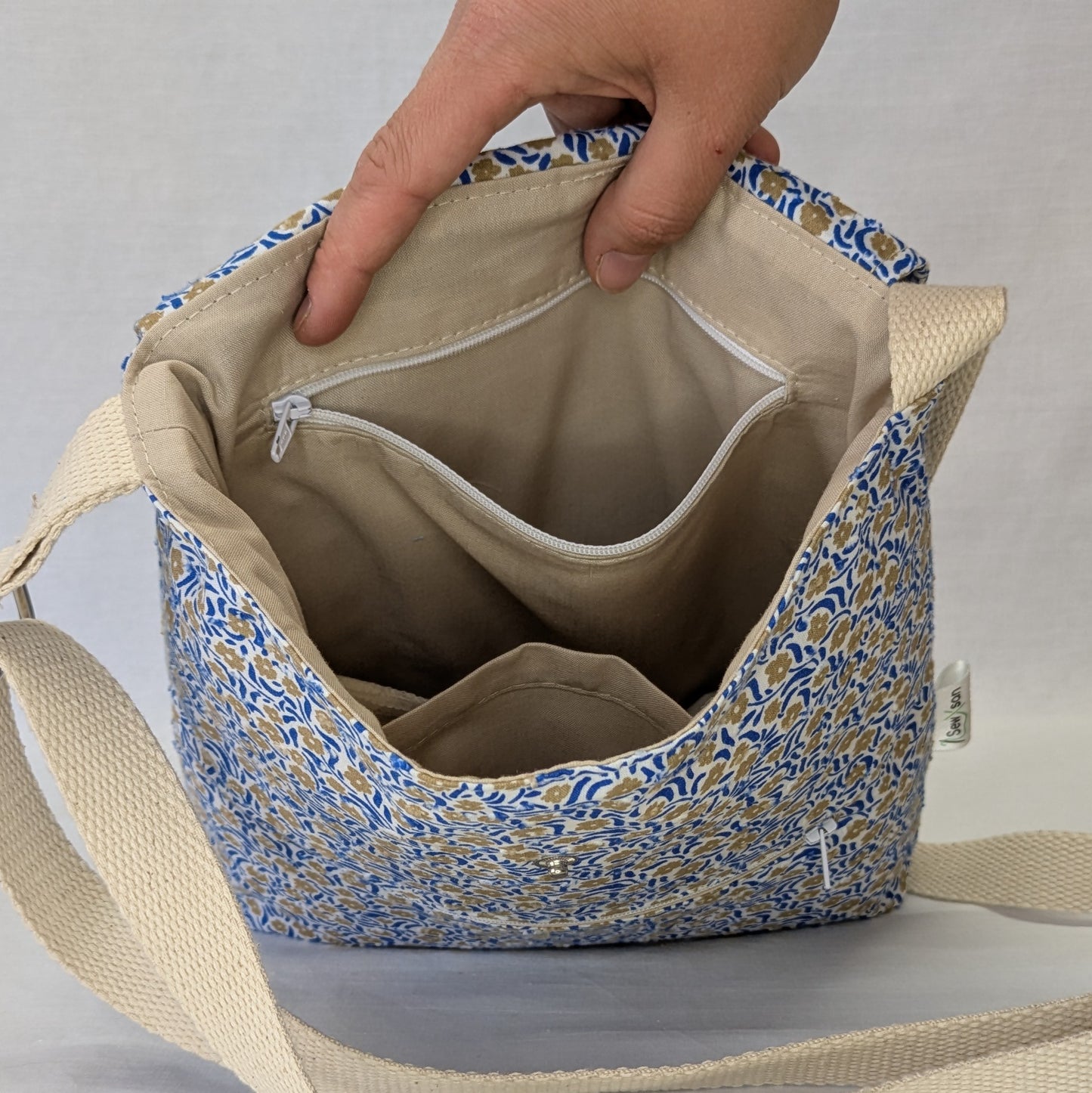 Recycled Blue Floral Crossbody Bag