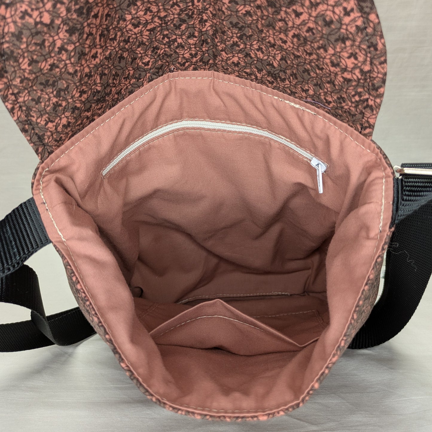 Dark Pink and Black Crossbody Bag