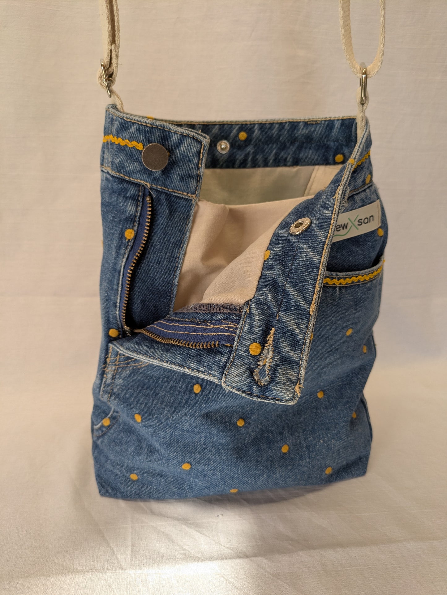Reworked Denim Yellow Spot Crossbody Bag