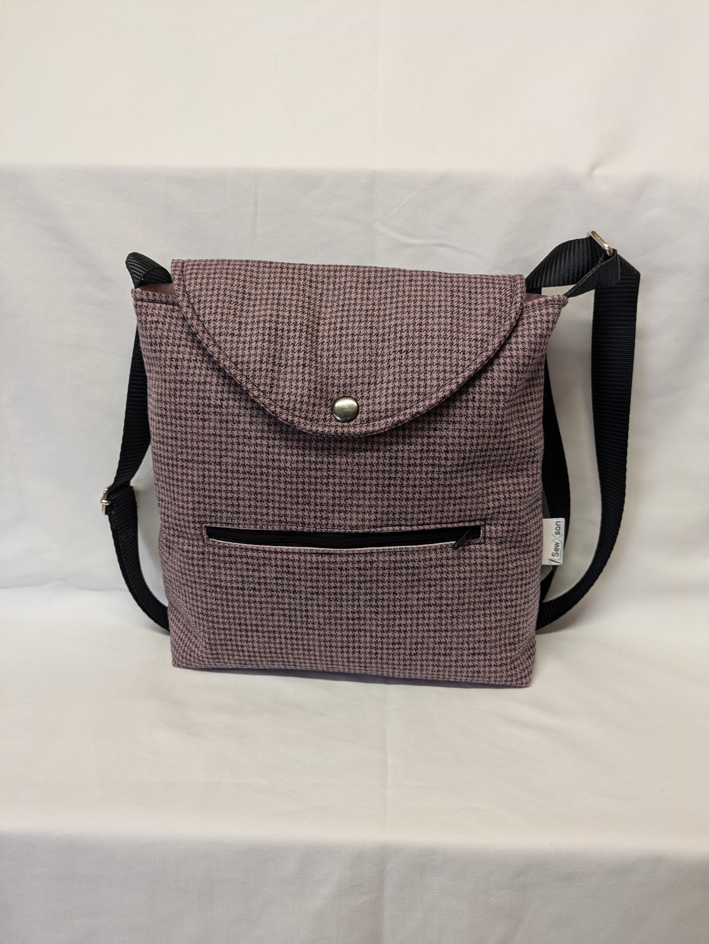 Purple & Black Check Crossbody Bag