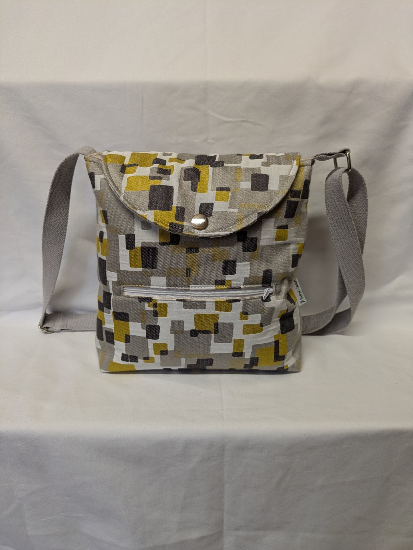 Yellow & Grey Jacquard Cross Body Bag