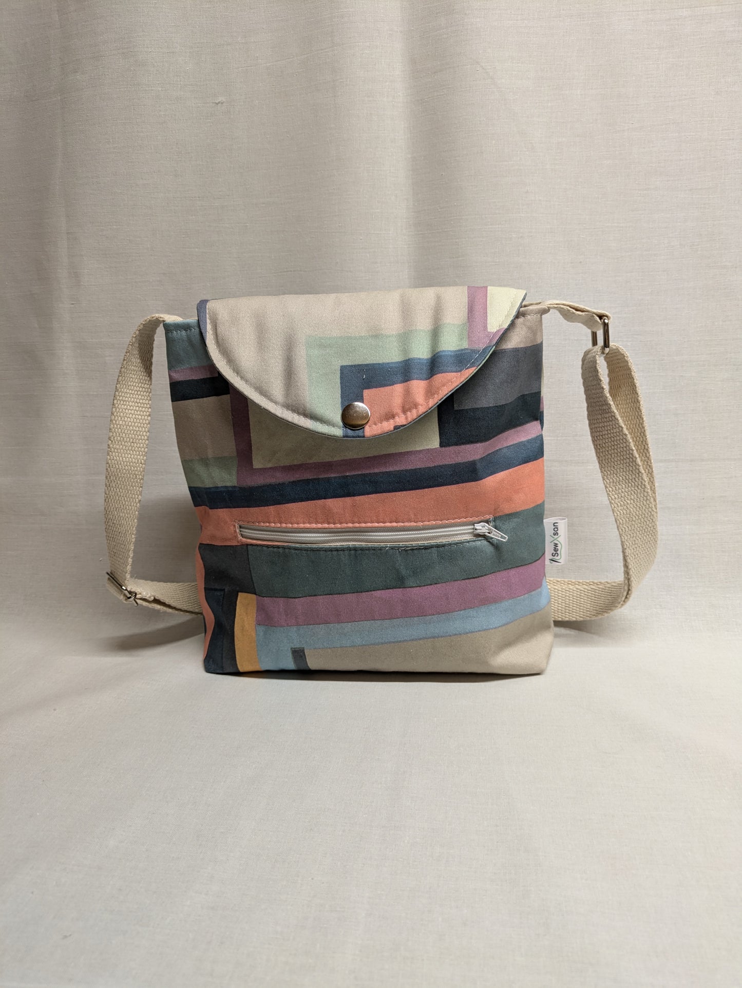 Pink and Purple Geometric Print Bag