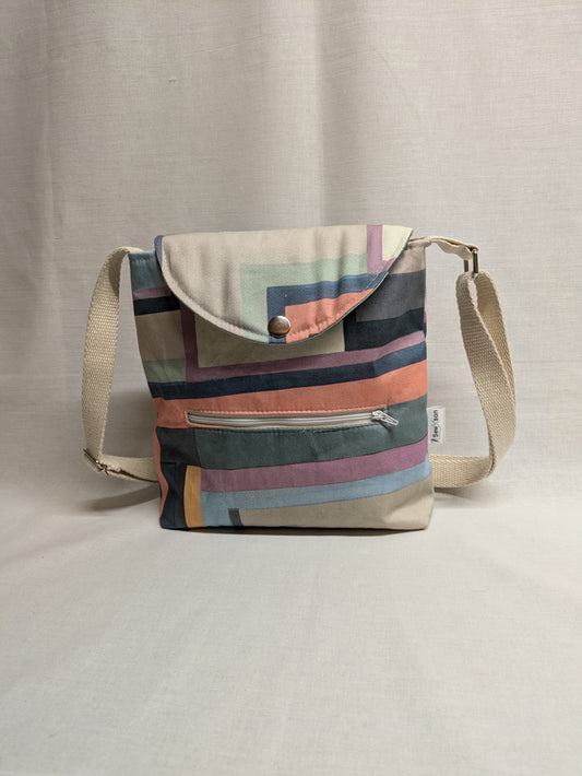 Pink and Purple Geometric Print Bag