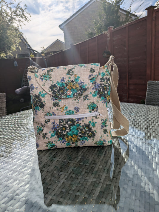 Grey Floral Cross Body Bag