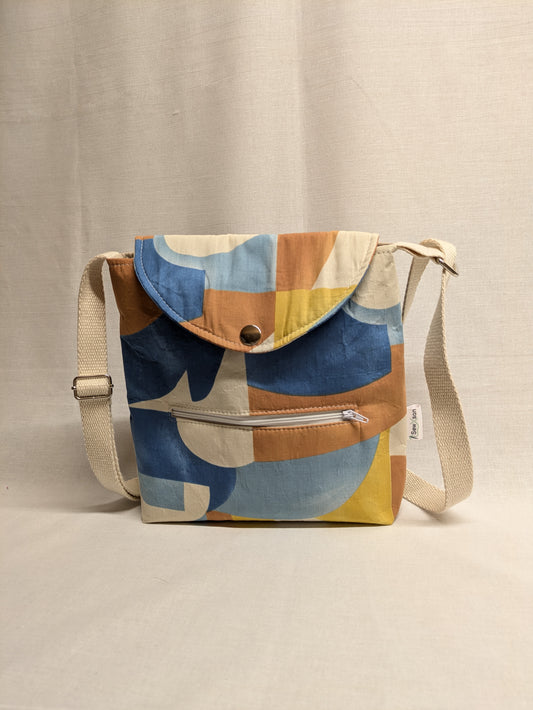 Blue and Orange Geometric Print Bag