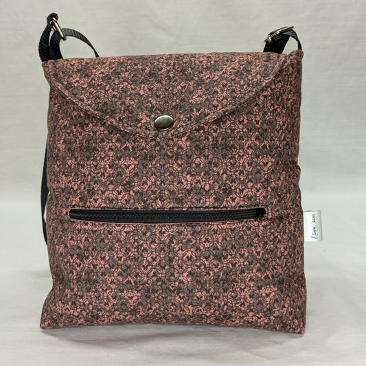 Dark Pink and Black Crossbody Bag