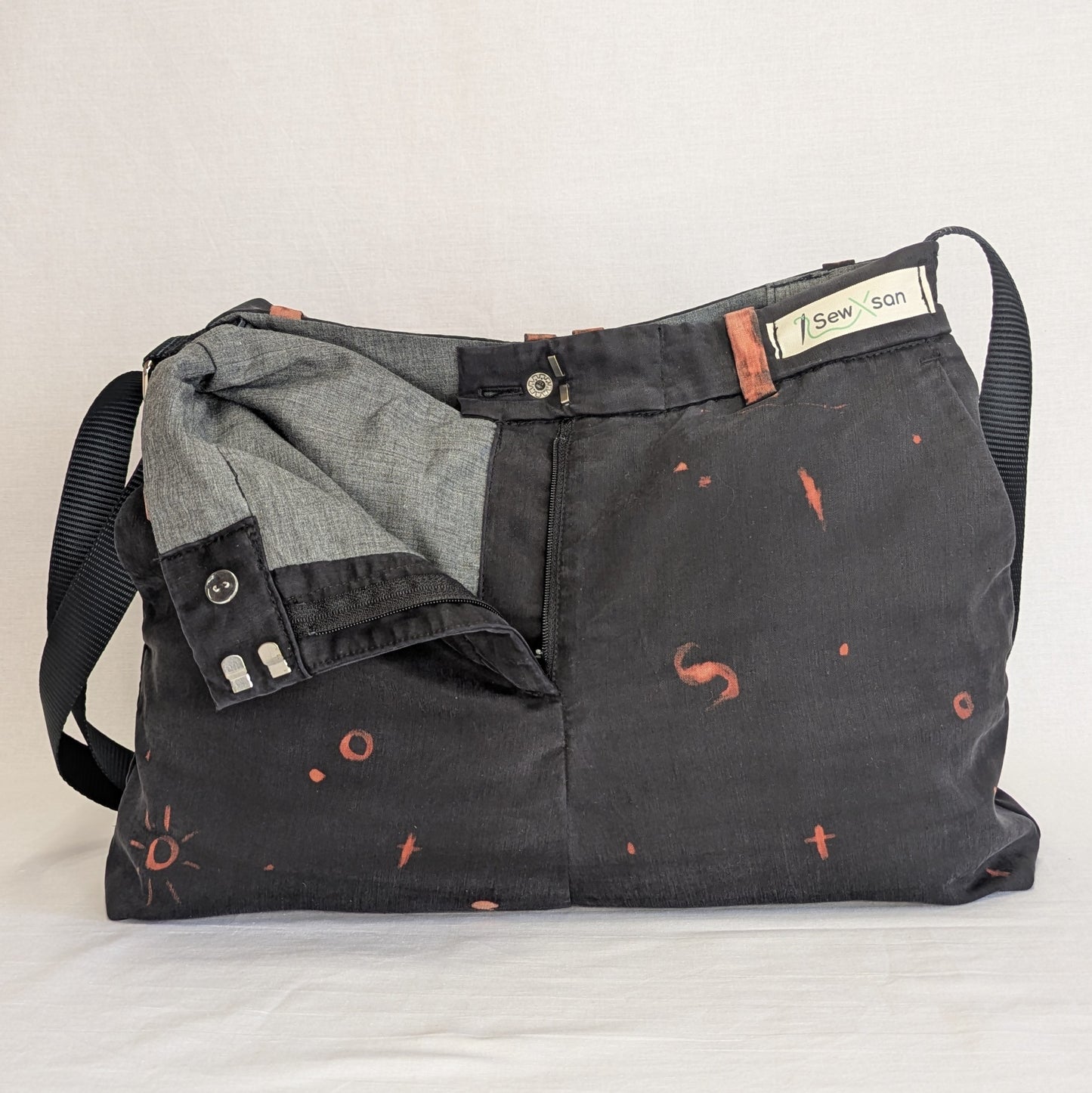 Upcycled Trousers Crossbody Bag – Moon & Stars Edition
